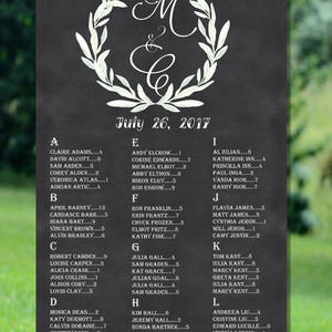 Tabla de asientos de boda imprimible, carta de asientos de boda alfabética de oro, tabla de asientos de boda rústica imprimible, tabla de asientos de boda floral
