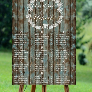 Tableau de sièges de mariage imprimable, tableau de sièges de mariage rustique imprimable, tableau de Gues imprimable, tableau de sièges de mariage alphabétique