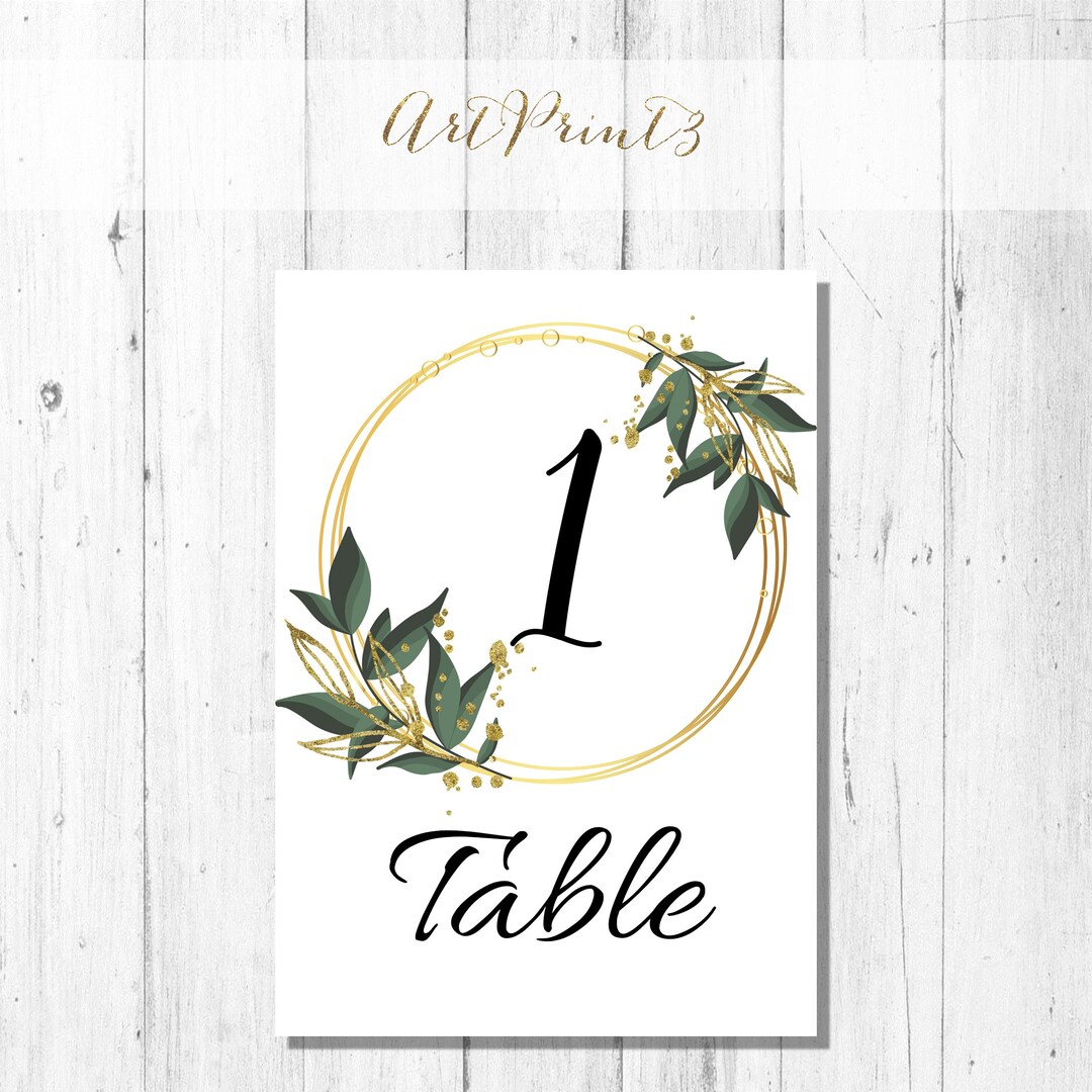 Table Numbers Printable, 1-30 Wedding Table Numbers, Greenery Wedding ...
