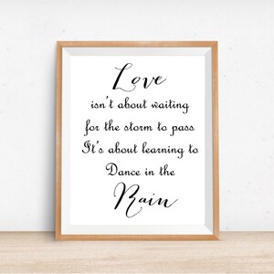 Love Isn&#39;t About Waiting For The Storm To Pass Instant Download Art Print 8x10 Love Quote Printable Digital File Printable Wall Decor