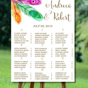 Druckbare Hochzeit alphabetischer Sitzordnung, Federn, die Sitzordnung druckbare Hochzeit, Boho Hochzeit Sitzordnung, Gold Chart Sitz