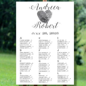 Plan de table de mariage imprimable, plan de table alphabétique, plan de table de mariage imprimable, plan de table de mariage floral imprimable