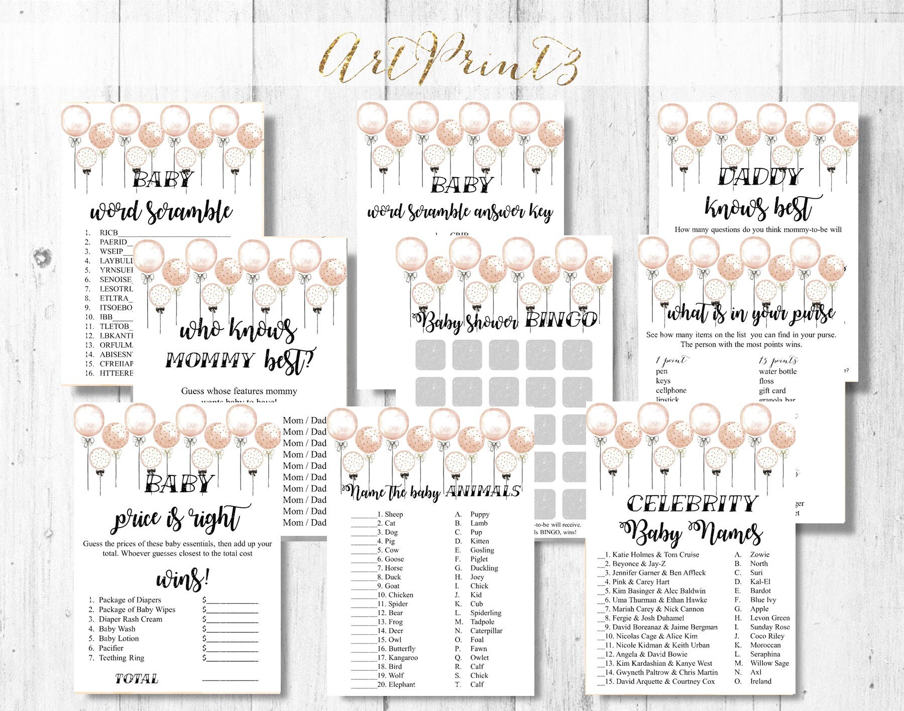 Baby Shower Games Printable Baby Shower Games Package Pink Etsy Baby Shower Games Printable Baby Shower Games Package Pink Etsy