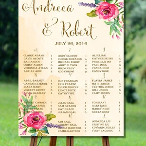 Imprimible boda, carta, carta de asientos boda alfabético, melocotón acuarela carta imprimible, Floral boda carta de estar de estar de estar