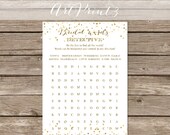 Bridal Word Detective Game Printable, Gold Confetti Bridal Shower Game Printable, Confetti Bridal Fun Activity,Wedding Shower Game Printable