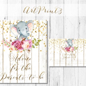 Cartello stampabile con consigli per i futuri genitori, decorazione da tavolo per baby shower stampabile, baby shower nella giungla stampabile, gioco con consigli per papà sull'elefante