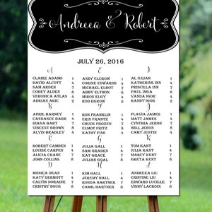 Pizarra negro boda estar carta, carta de asientos imprimibles boda, tabla de asientos por orden alfabético, boda estar carta imprimible