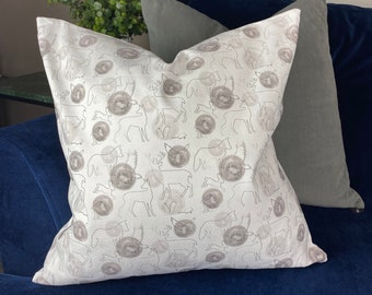 Woodland Animal printed cushion, printed pillow, cushion, pillow, animal print.