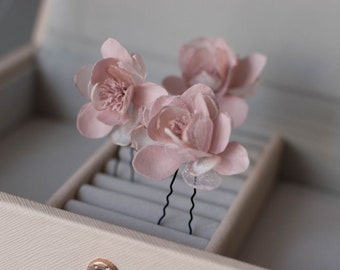 rose gold Bridal headpiece Blush Pink peony Wedding Hair pins Pink flowers Flower hair pin Wedding accessories bridal Rustic accessories