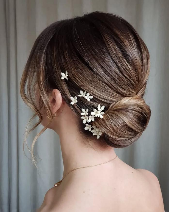 Barette cheveux mariage fleur ivoire et or