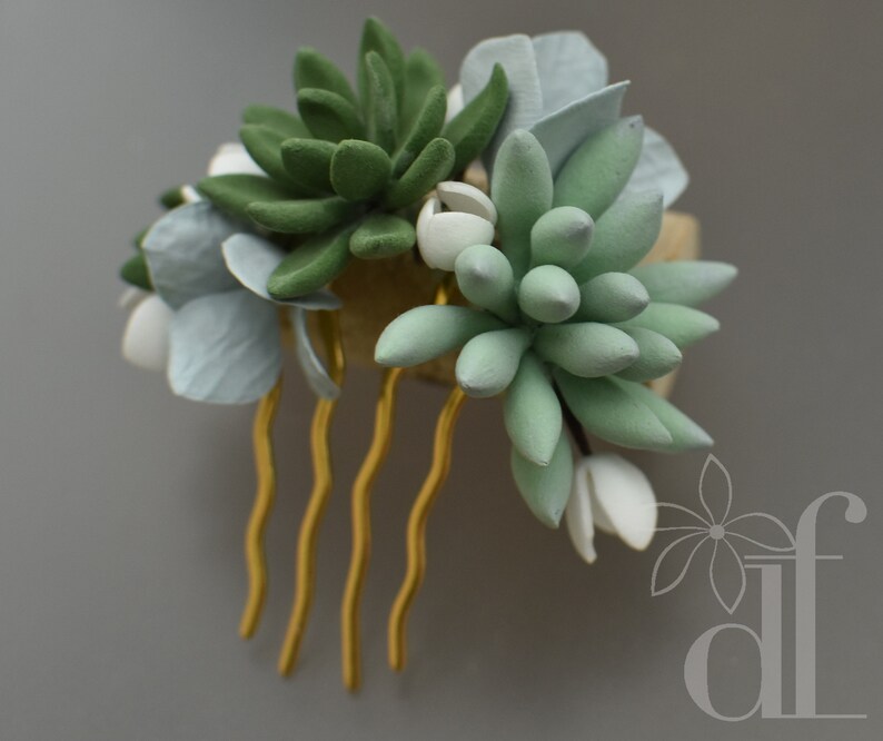 Woodland style Wedding hair comb Botanical headpiece Tropical wedding Succulent hair comb Fern leaf Woodland wedding Beach wedding Boho