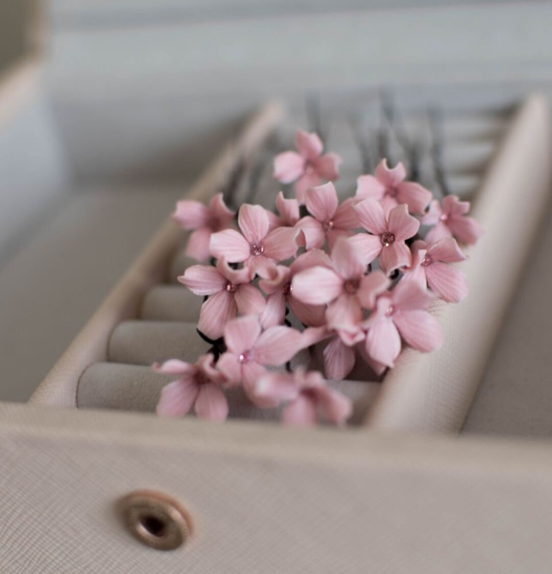 Wedding Bobby Pin Blush Pink Flower Bobby Pins Rustic Bridal Hair