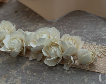 Wedding belt with flowers Bridal flowers belt Bridal sash Bridal accessories Flower wedding sash Bridal sash belt Gold bridal accessories