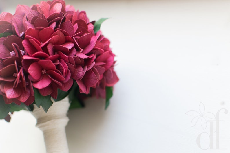 Hydrangea bouquet Silk flower bouquet Natural look bouquet Bridesmaid bouquet Real touch marsala bouquet Artificial bouquet Wedding bouquet