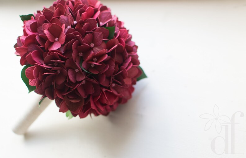 Hydrangea bouquet Silk flower bouquet Natural look bouquet Bridesmaid bouquet Real touch marsala bouquet Artificial bouquet Wedding bouquet