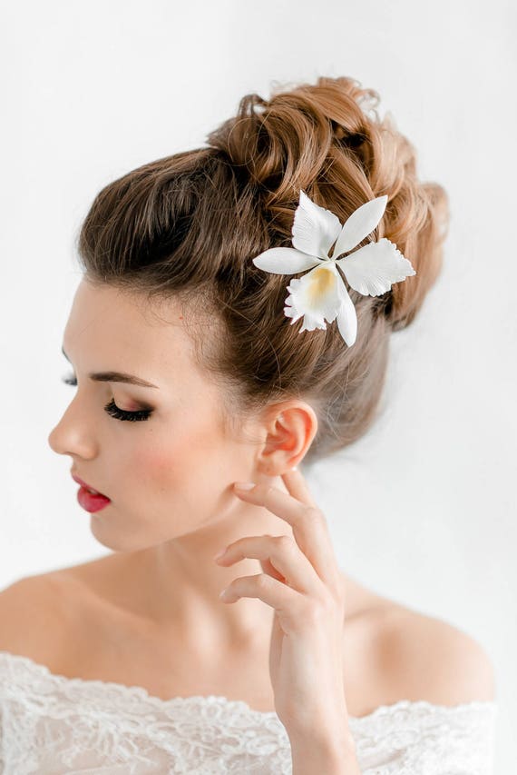 Nautical Wedding White Orchids Orchid Hair Pin Orchid Hair Etsy