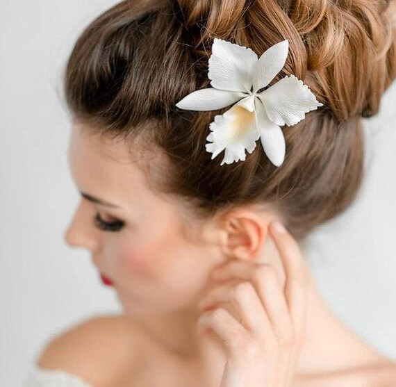 Nautical Wedding White Orchids Orchid Hair Pin Orchid Hair Etsy
