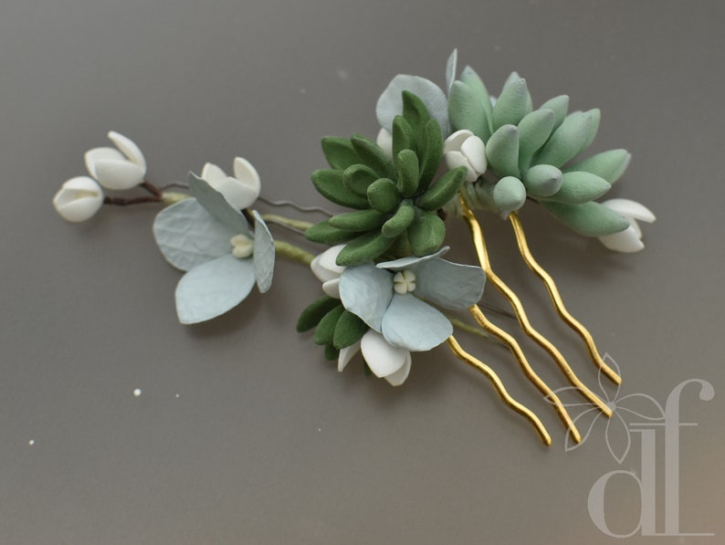 Woodland style Wedding hair comb Botanical headpiece Tropical wedding Succulent hair comb Fern leaf Woodland wedding Beach wedding Boho