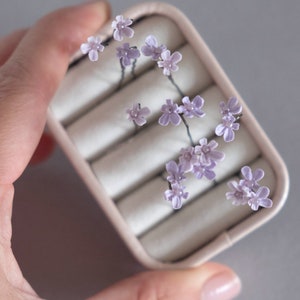 Tiny lavender flowers Tiny flowers hair pins Bridal hair flower Lavender flower hair pins Wedding headpiece Bridal hair pins