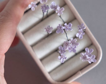 Tiny lavender flowers Tiny flowers hair pins Bridal hair flower Lavender flower hair pins Wedding headpiece Bridal hair pins