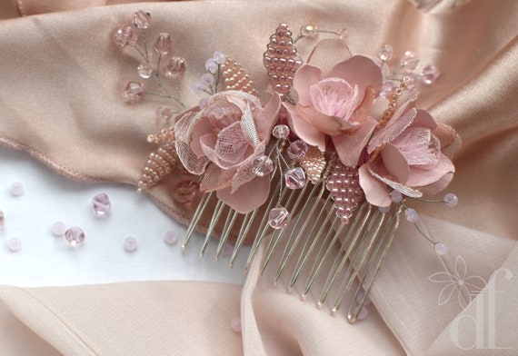blush wedding hair accessories