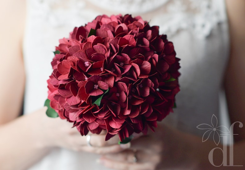 Hydrangea bouquet Silk flower bouquet Natural look bouquet Bridesmaid bouquet Real touch marsala bouquet Artificial bouquet Wedding bouquet