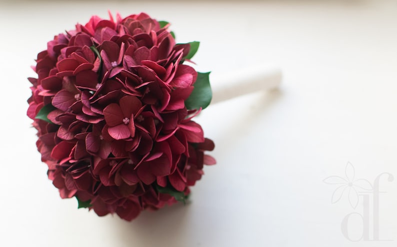 Hydrangea bouquet Silk flower bouquet Natural look bouquet Bridesmaid bouquet Real touch marsala bouquet Artificial bouquet Wedding bouquet