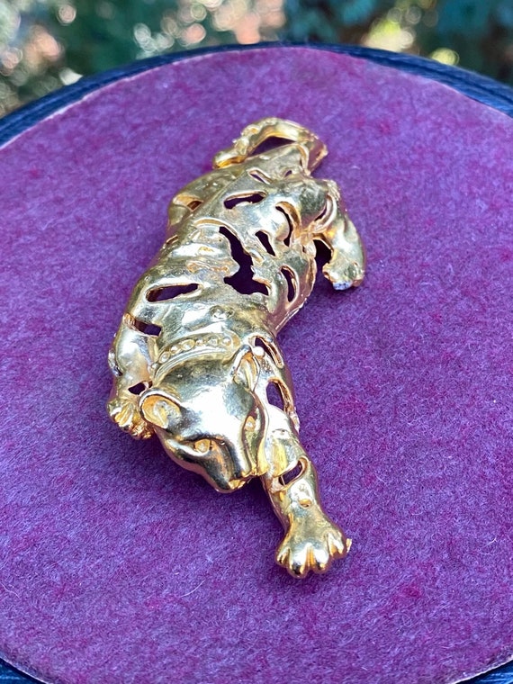 Gold Tiger Pin Brooch