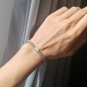 Roher Labradorit Armband grau matte Edelstein Armbänder für Frauen Mondstein Schmuck Geschenk für Männer Bild 2