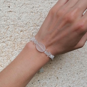 Rock crystal bracelet light blue | Gemstone jewelry light turquoise blue aqua, transparent