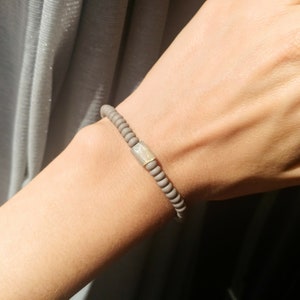 Roher Labradorit Armband grau matte Edelstein Armbänder für Frauen Mondstein Schmuck Geschenk für Männer S = 15 - 16 cm