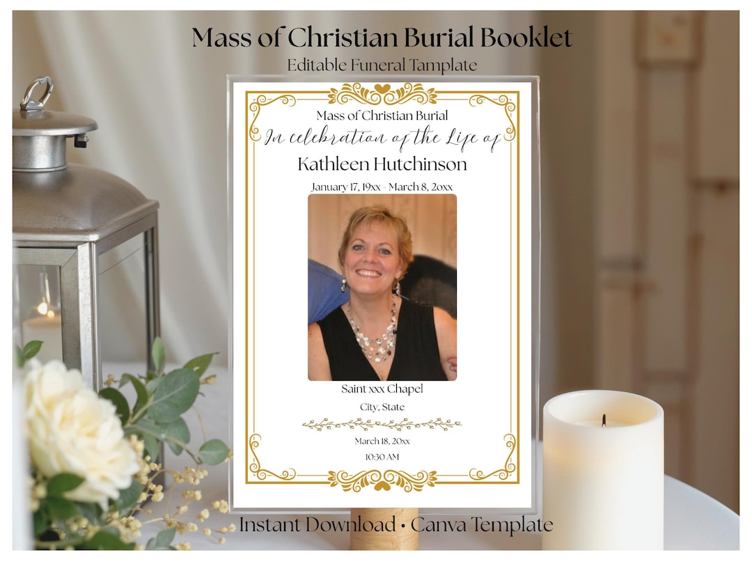 Mass of Christian Burial Program Template, Editable Funeral Booklet ...