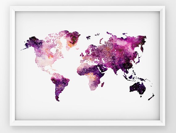Galaxy-Weltkarte Weltkarte Drucken Karte Wandkunst World ...