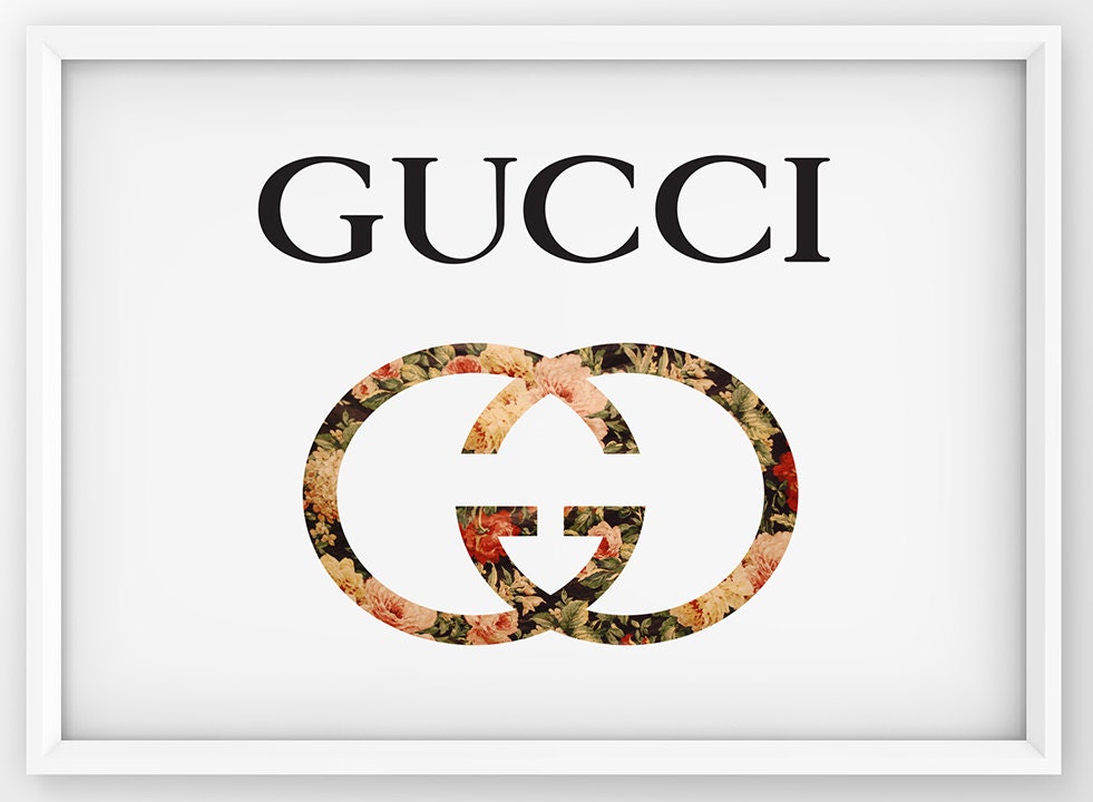 Floral Gucci Print Gucci Logo Poster Fashion Wall Decor | Etsy