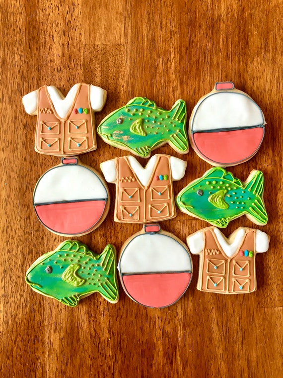 Fathers Day Dad Birthday Baby Shower Fishing Hunting Outdoors Cookies  Fishing Party Favor Boy Birthday 