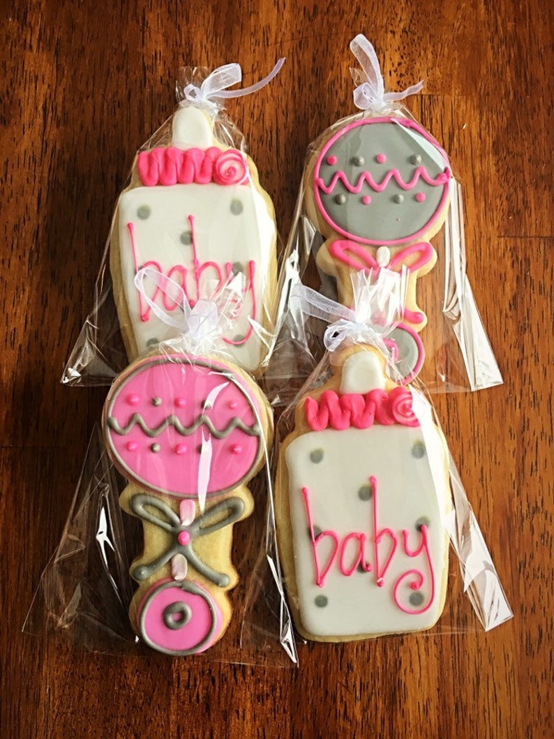 Baby Shower Cookies One Dozen Baby Girl Shower Rattle Etsy