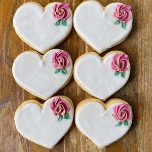 Lavender Heart Wedding Favor Cookies – Purple Rose - Bridal Shower Engagement Party Treats