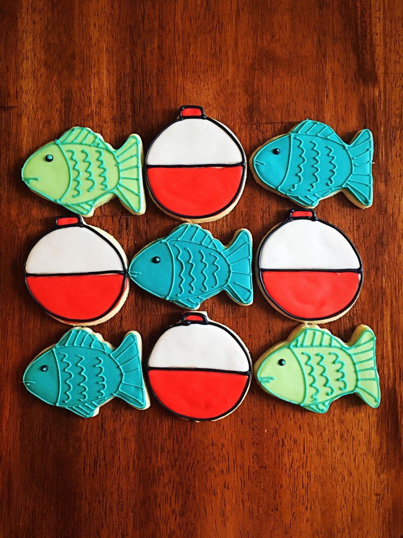 Fish and Bobber Cookies ONE DOZEN 12 ea Baby Shower Etsy
