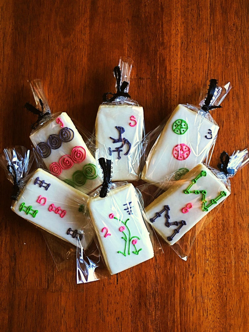 Mahjong Cookies One Dozen Mahjong Party Favors Mah Jong Etsy