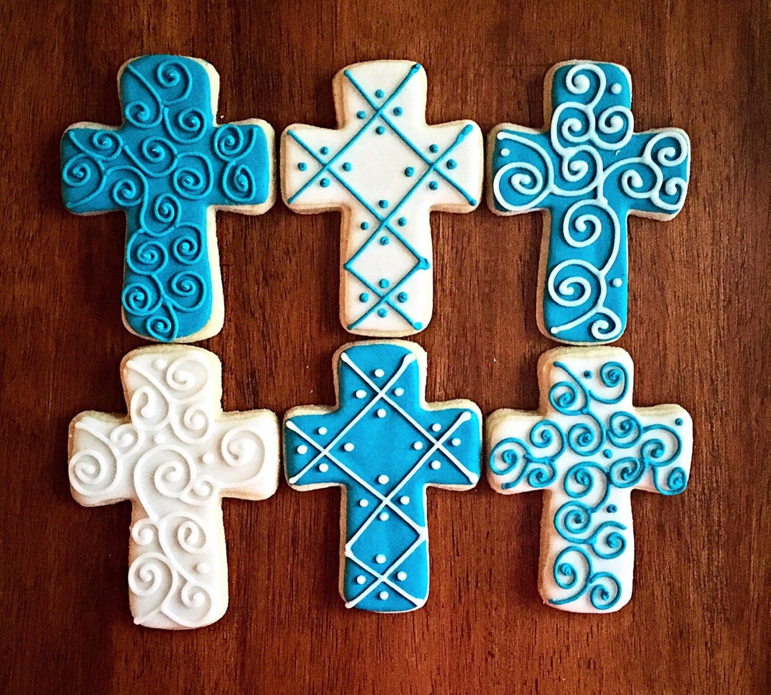 Baptism Cross Cookie One Dozen christening Party Favor Religious Cross