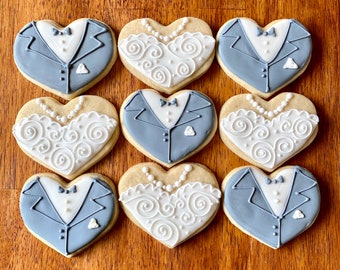 Galletas de corazón para novios - Una docena - - Recuerdos para despedida de soltera