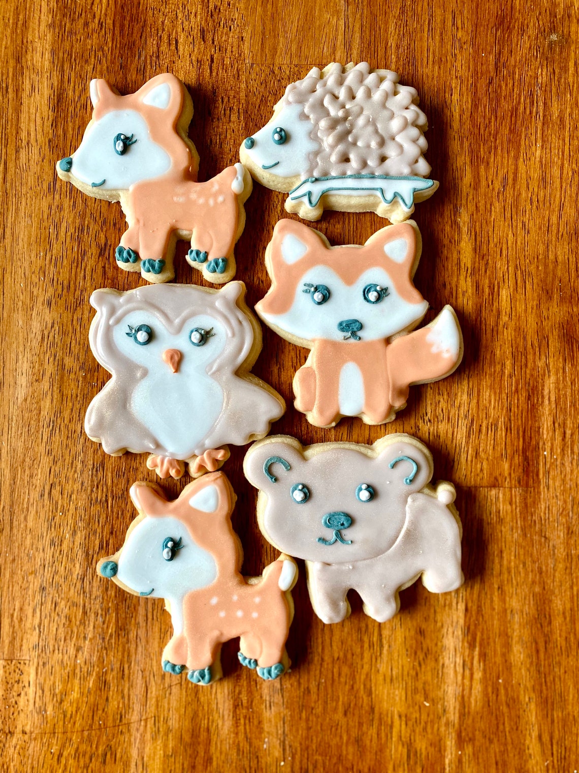One Dozen Woodland Animal Cookies Rustic Baby Shower Cookies Etsy