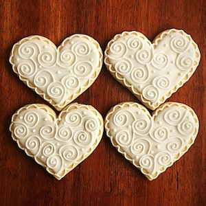 Heart Wedding Favor Cookies - One Dozen - Bridal Shower Party Favors - Engagement Cookie - Heart Favor