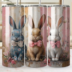 20oz Skinny Easter Tumbler PNG Sublimation Design, Cute Coquette Easter Bunny Tumbler Wrap, Grandmillenial Easter Digital Download