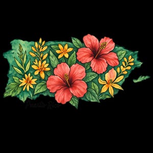 Puerto Rico Digital PNG Design, Puerto Rico Wildflower Sublimation File, Puerto Rico Digital Art, Puerto Rico Floral Digital Download png