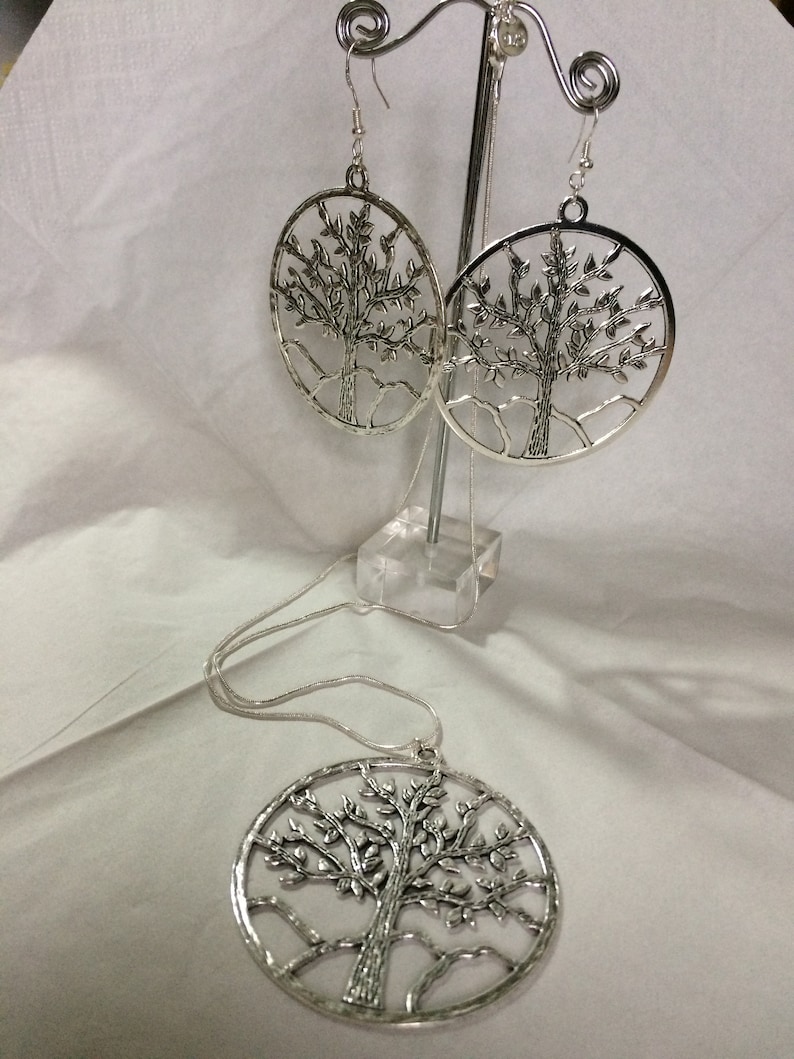 Large Tree of Life Pendant and Earrings Setor Separately.