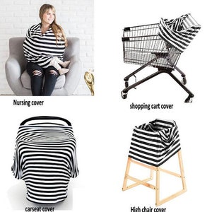 12 patterns 5-1 Stretchy Soft Car Seat Cover, Nursing Cover, Highchair Cover, shopping cart cover and infinity scarf