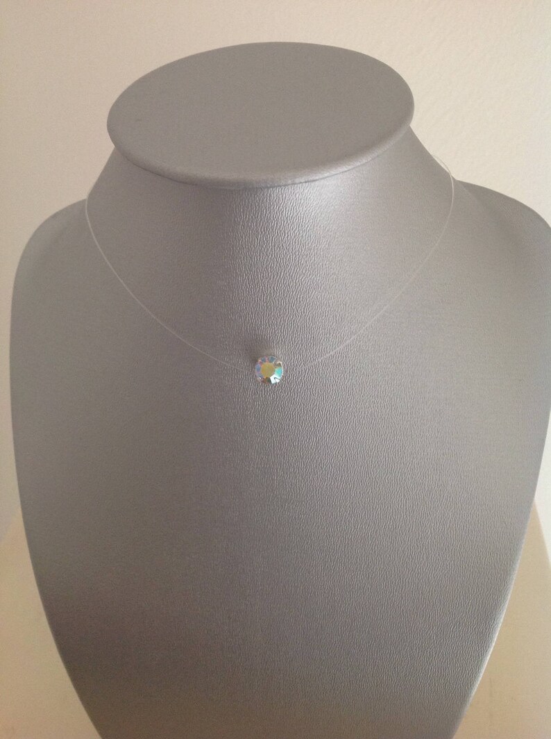 Crew neck rhinestone AB 7 mm nylon thread