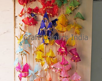 20 pc Gota Net Hangings Decorative Garlands for Wedding, Haldi & Wedding Event Decoration backdrop, Indian String Colorful Net Gota Hanging