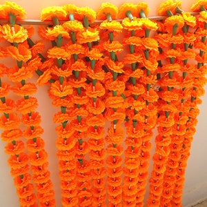 Gratis expresverzending 10 stuks kunstmatige Oranje Afrikaantje goudsbloemslingers, feestachtergrond, woondecoratie, Indiase bruiloft/haldi-decoratie